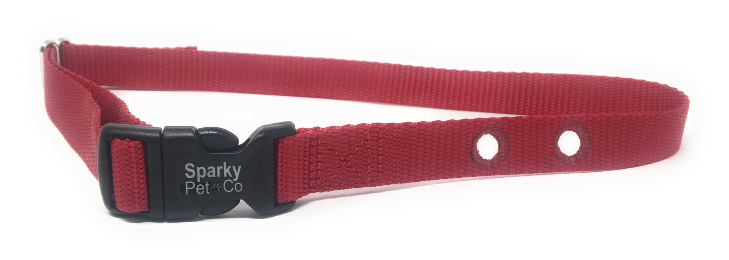 Sparky Pet Co 3/4" 2 Hole Nylon Replacement Receiver Strap 1.25 Between Holes - Red