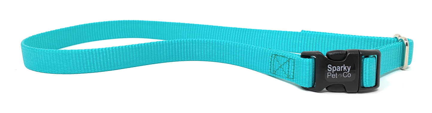 Solid Nylon Dog 3/4" Replacement Collar for No Bark, Wireless Fence In Ground - Raspberry/Teal