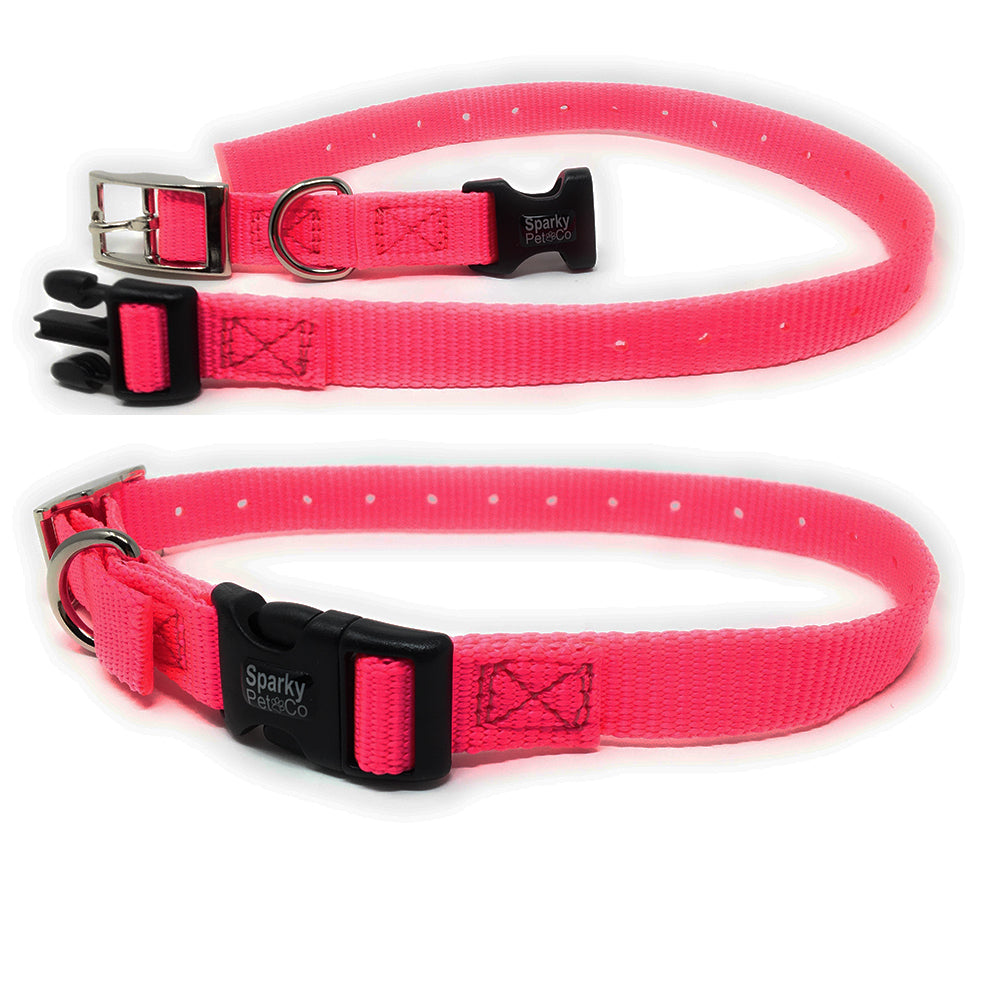 Sparky Pet Co 1" Nylon Double Buckle Replacement E Collar Dog Strap - Neon Pink