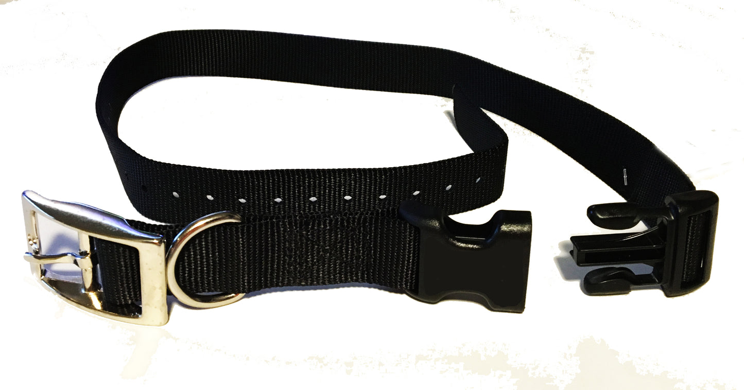 Sparky Pet Co 3/4" Collar Compatible Nylon Double Buckle Quick Snap - Black