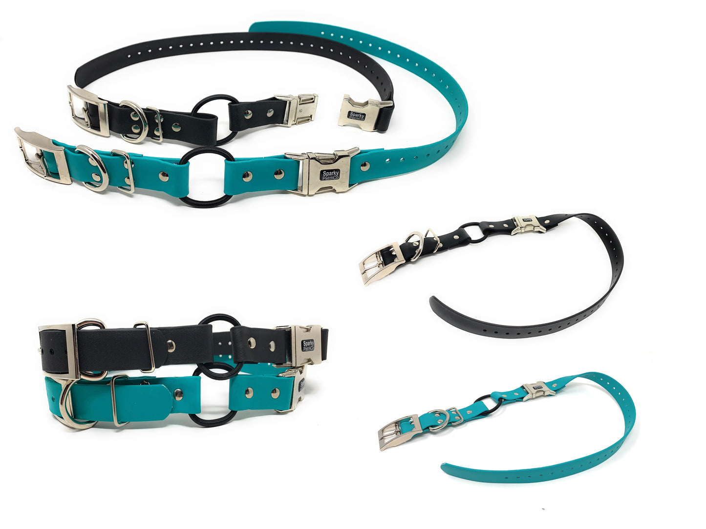 Zeus ECollar Replacement Strap Bungee Biothane Double Buckle Metal Clasp 1"x 30"Teal