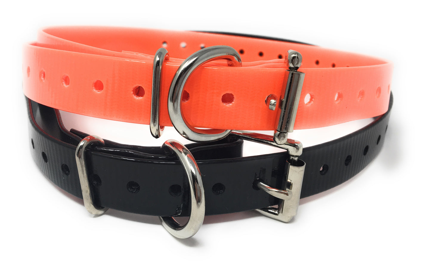 (2) Sparky Pet Co 3/4" - Black & Orange Roller Buckle High Flex Dog Strap