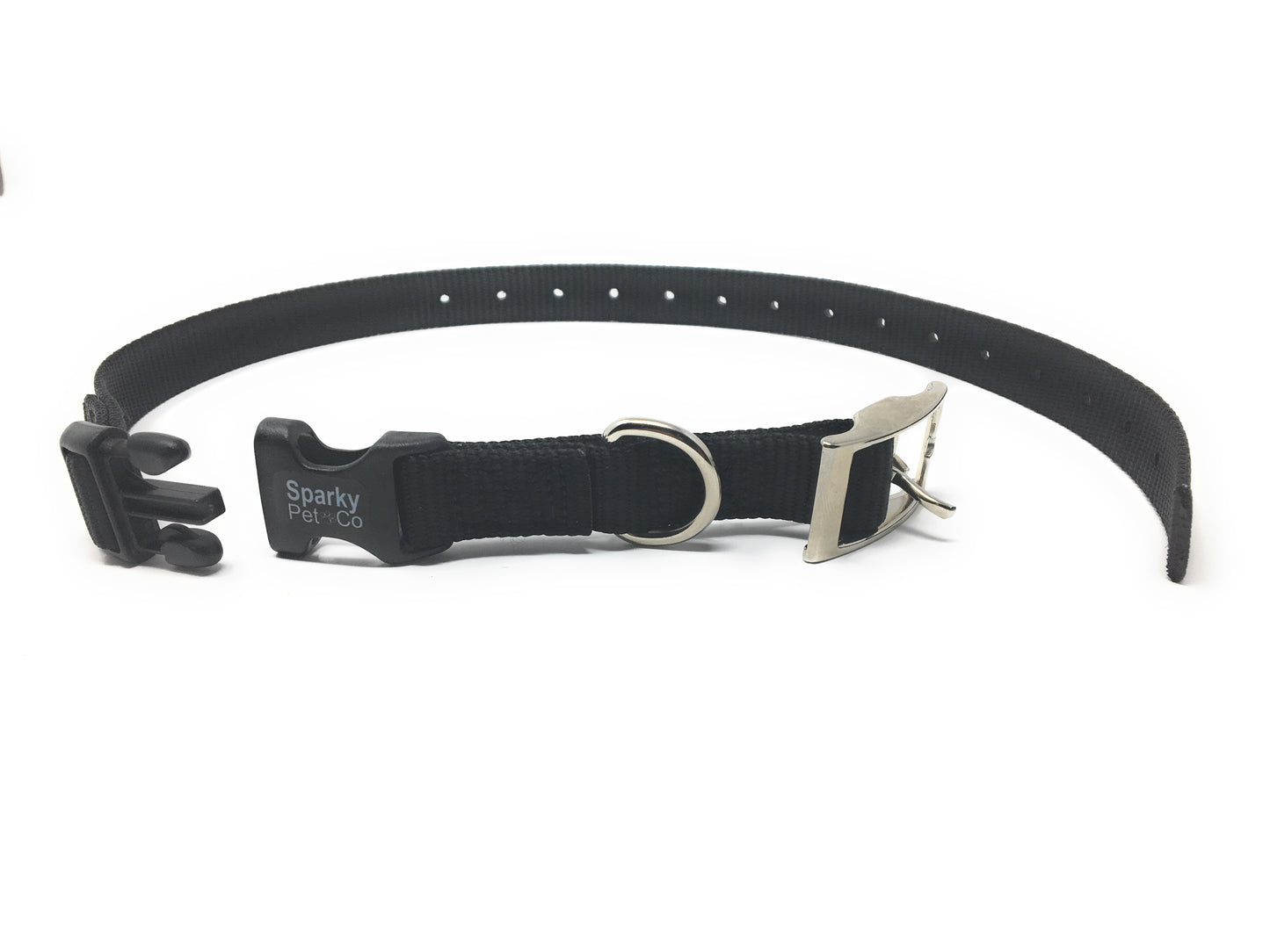 Sparky Pet Co 1 Inch E Collar Nylon Double Buckle Dog Strap, Black