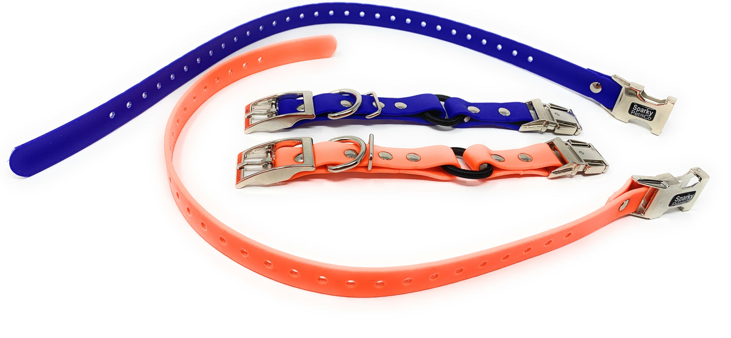 Sparky Pet Co - 3/4" Blue Zeus ECollar Replacement Strap - Bungee Loop Dog Collar - Biothane