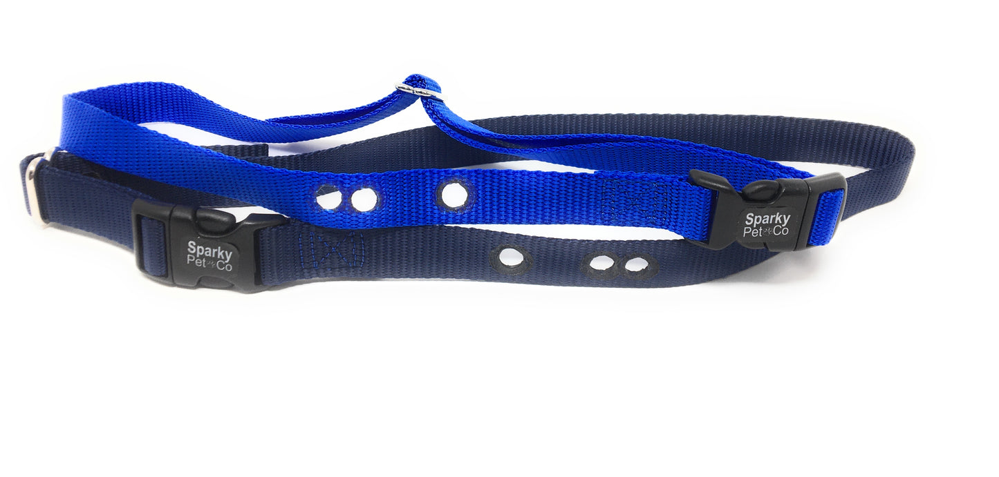 Sparky Pet Co ¾” Nylon E-Collar Replacement Strap – 3 Non-Consecutive Holes – Easy Release Buckle for Invisible Fence Systems - Blue