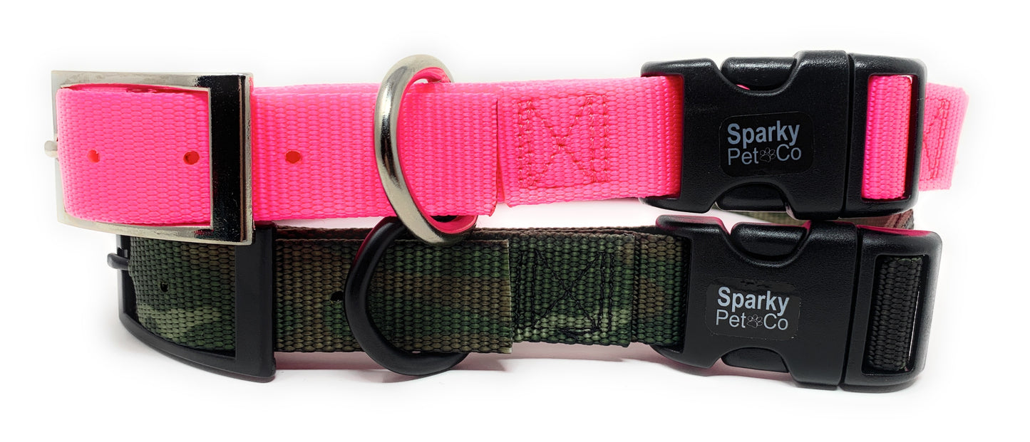 Sparky Pet Co 1" ECollar Replacement Strap Double Buckle Nylon Quick Release Metal Clasp - Pink