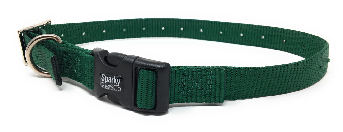 Sparky Pet Co ECollar Replacement Strap Double Buckle Nylon Metal Clasp - 3/4" x 21" - Green