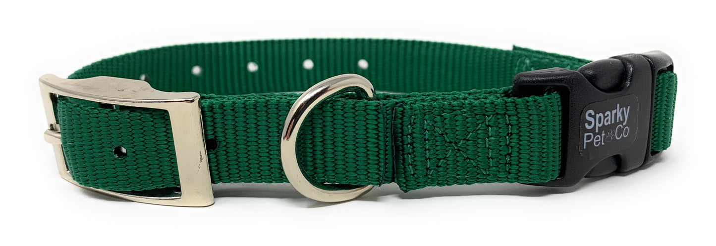 Sparky Pet Co ECollar Replacement Strap Double Buckle Nylon Metal Clasp - 3/4" x 21" - Green