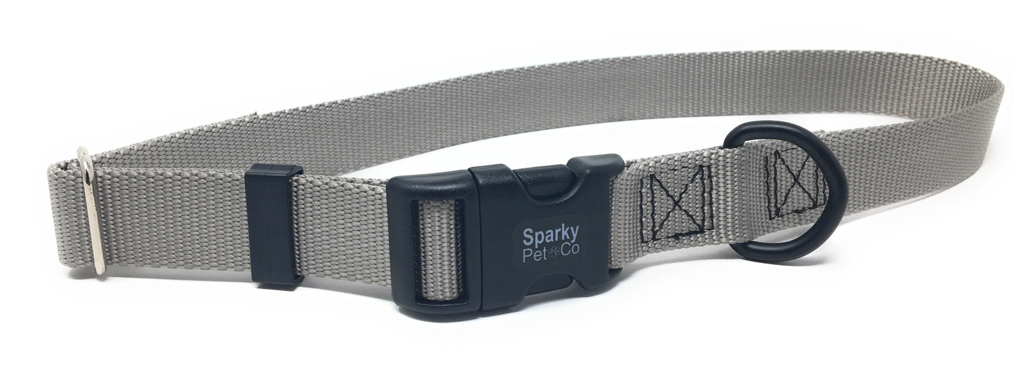 Sparky Pet Co 1" ECollar Replacement Strap - Black Buckle Dog Collar Solid Nylon Double Buckle