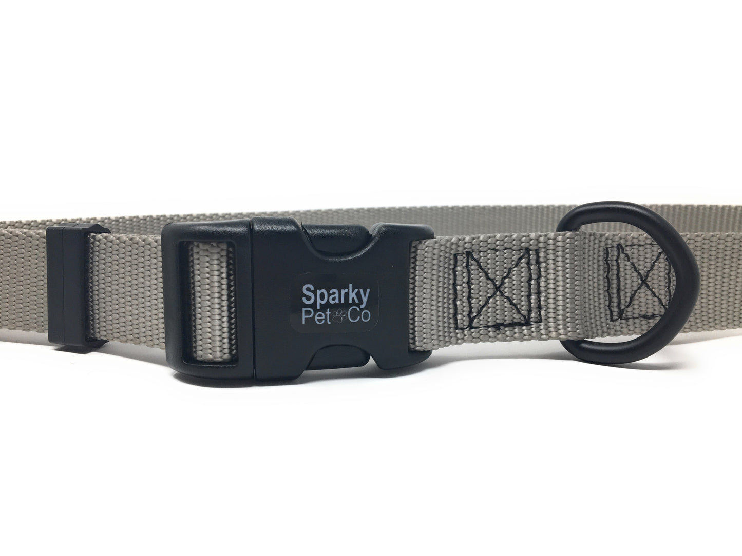 Sparky Pet Co 1" ECollar Replacement Strap - Black Buckle Dog Collar Solid Nylon Double Buckle