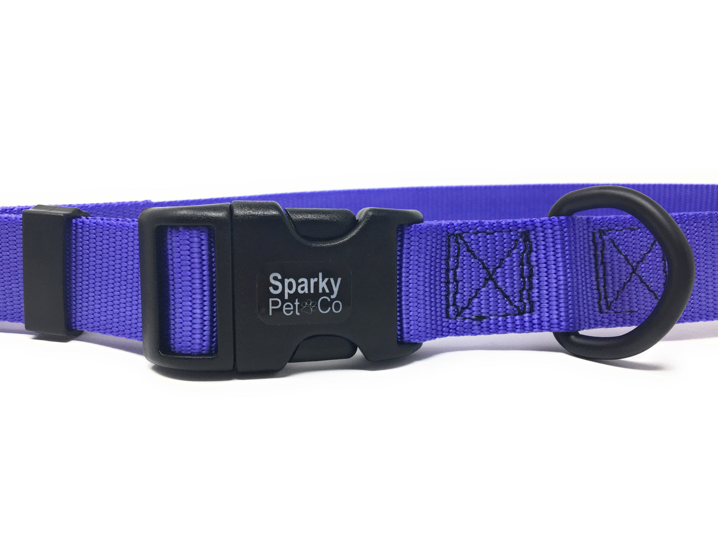 Sparky Pet Co 1" ECollar Replacement Strap - Black Buckle Dog Collar Solid Nylon Double Buckle