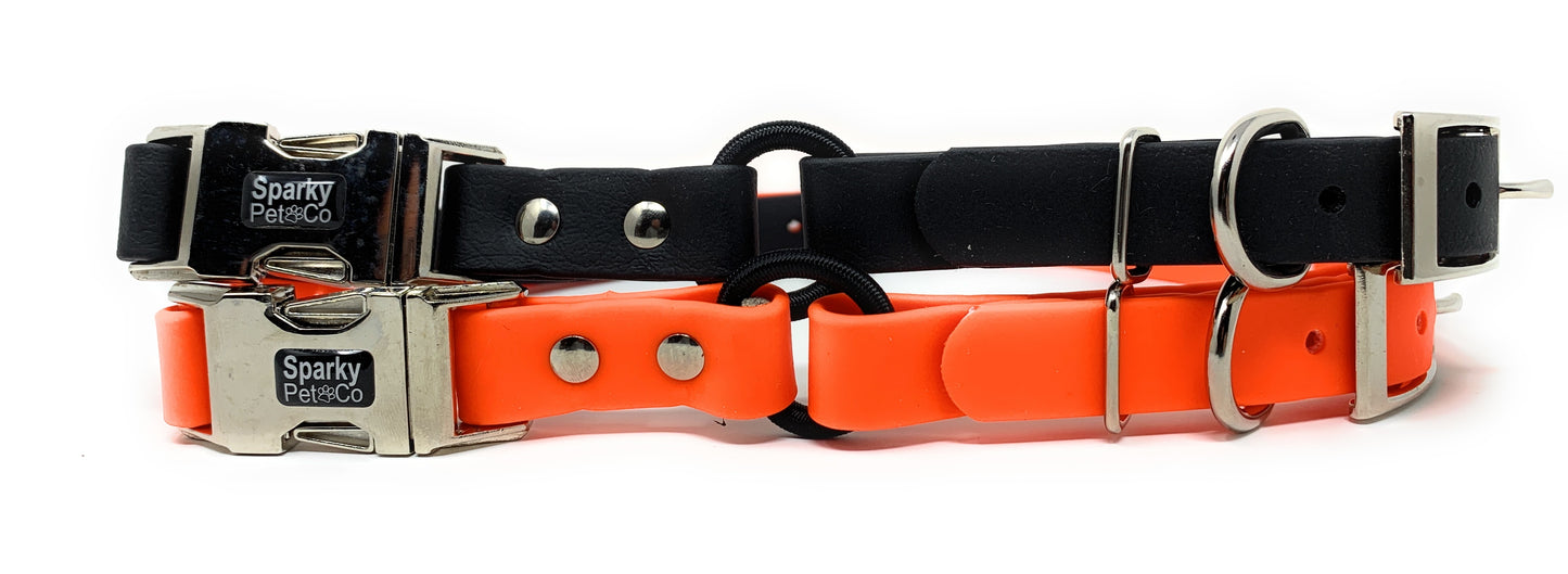 Sparky Pet Co - Zeus ECollar Replacement Strap - Bungee Loop Dog Collar - Waterproof Biothane - Adjustable - Double Buckle - Quick Snap Metal Clasp - for Invisible Fence Systems 1"x 30" Neon Orange