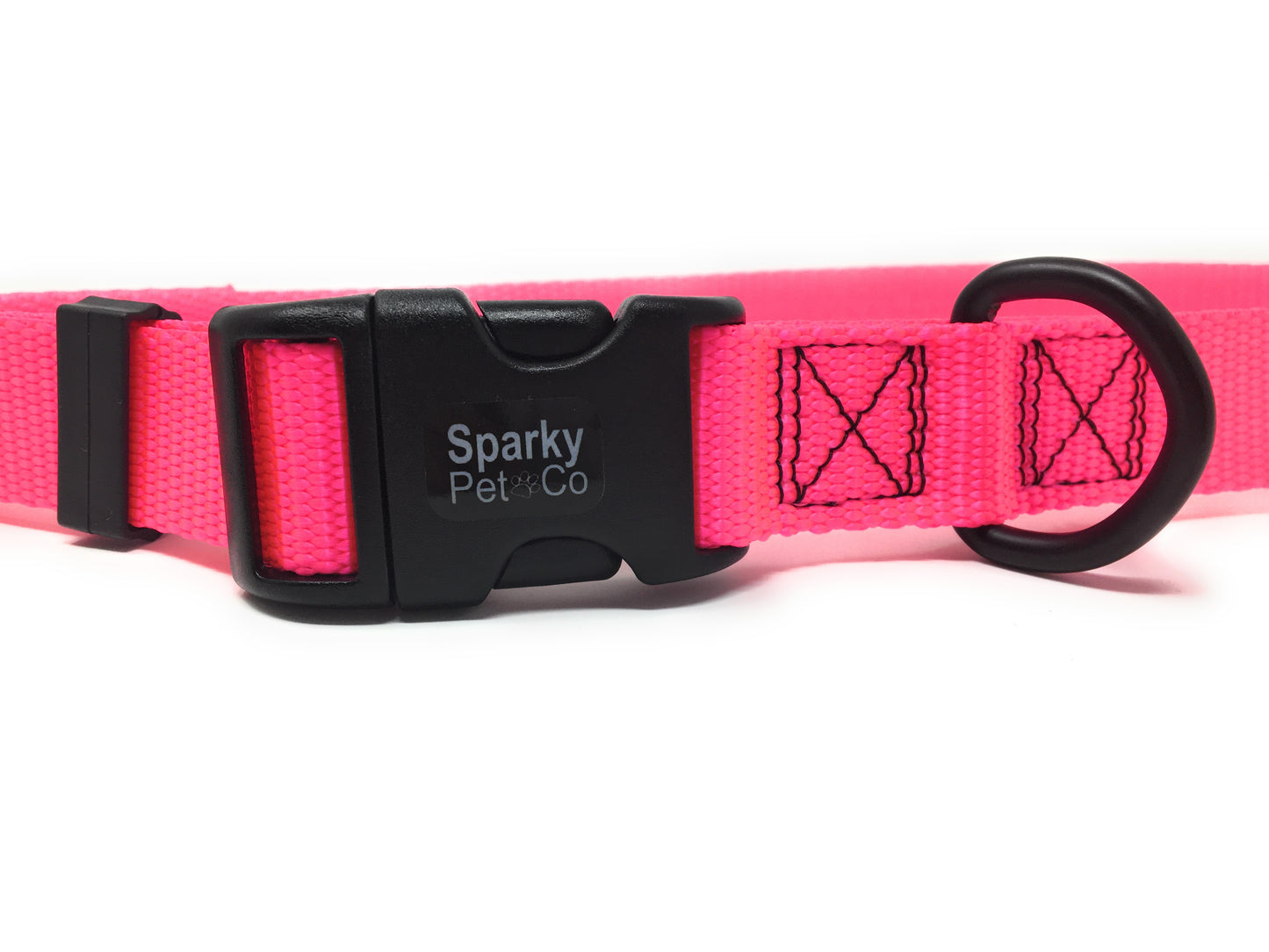 Sparky Pet Co 1" ECollar Replacement Strap Double Buckle Nylon Quick Release Metal Clasp - Pink