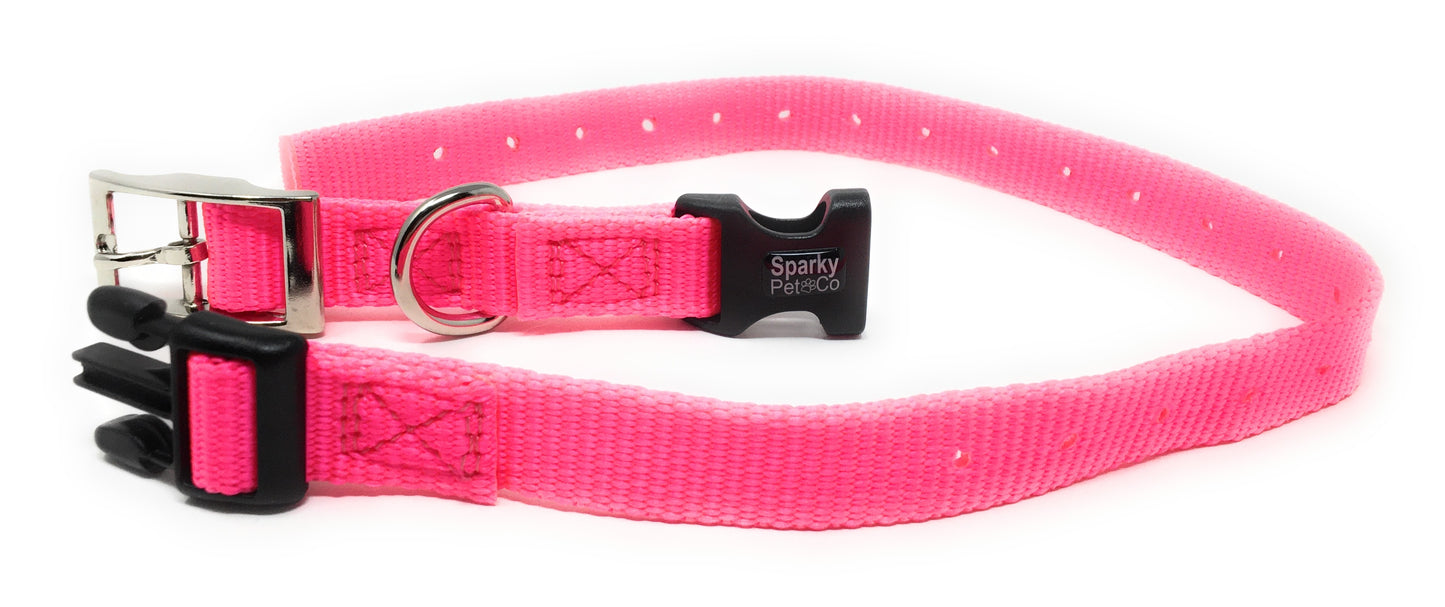 Sparky Pet Co 1" Nylon Double Buckle Replacement E Collar Dog Strap - Neon Pink