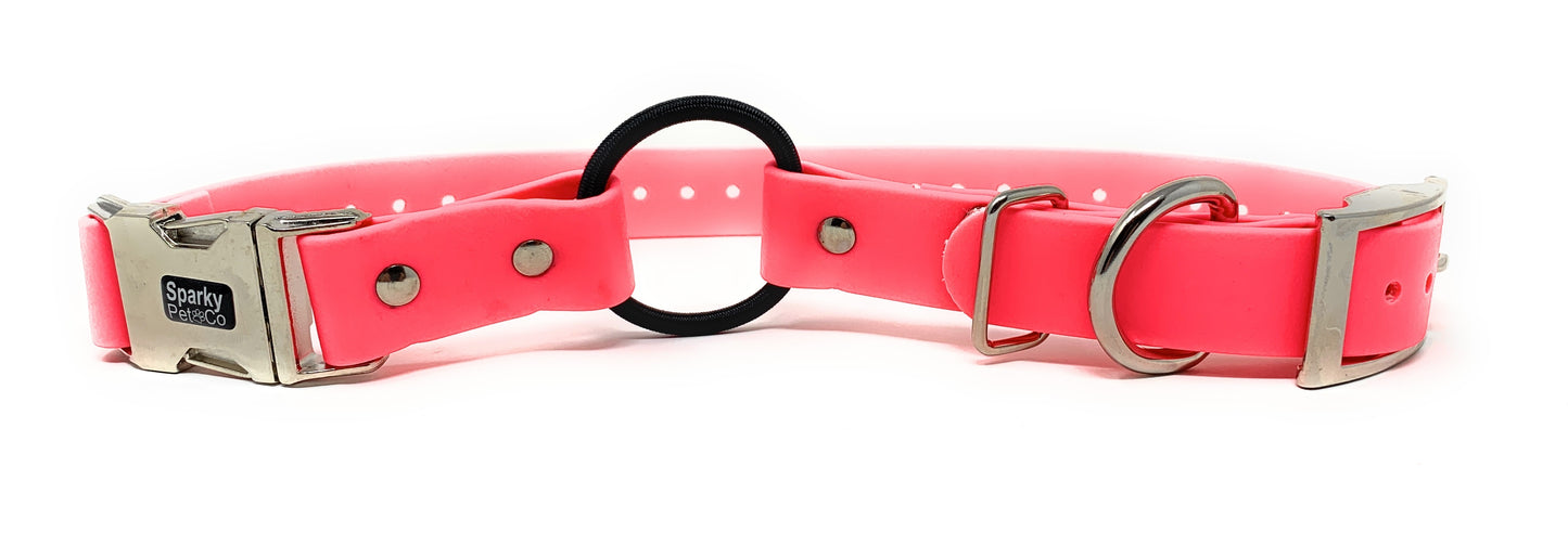 3/4" Waterproof Biothane Bungee Double Buckle E Collar Receiver Replacement Strap- 3/4" x 28" (Zeus - Pink)