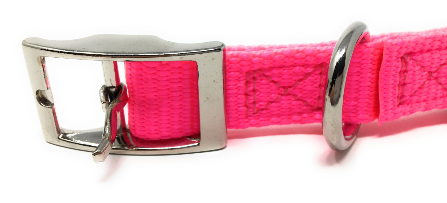 Sparky Pet Co 1" ECollar Replacement Strap Double Buckle Nylon Quick Release Metal Clasp - Pink