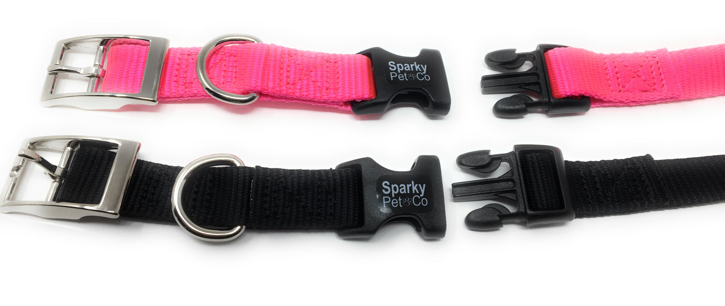 Sparky Pet Co 1" Nylon Double Buckle Replacement E Collar Dog Strap - Neon Pink