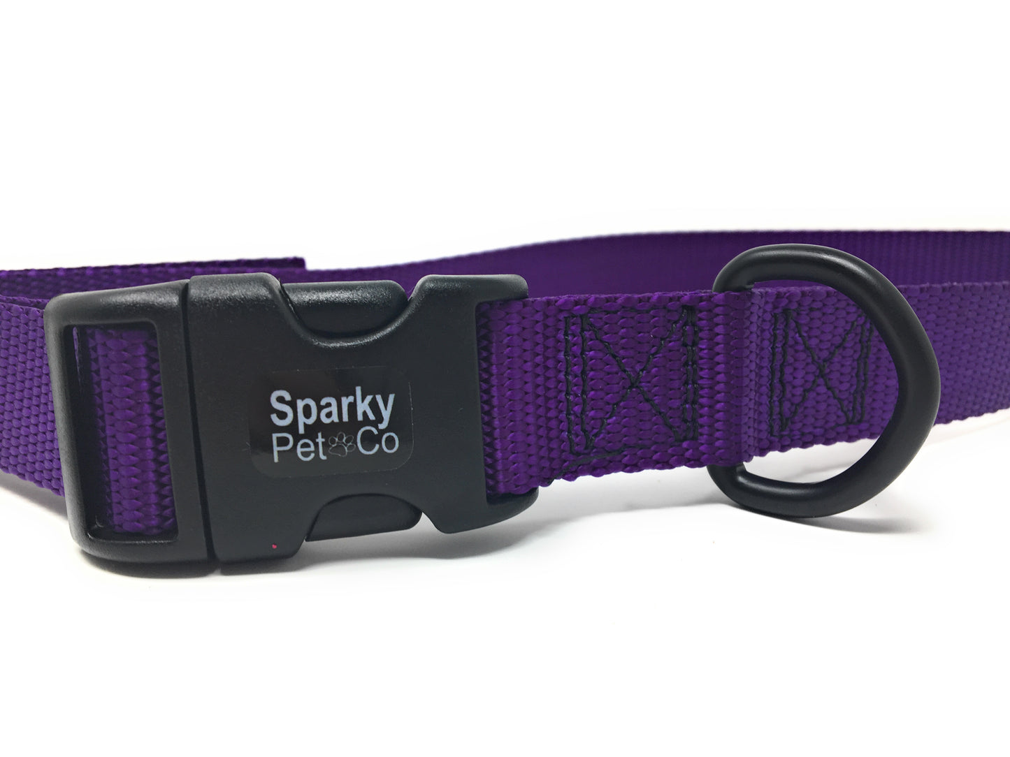 Sparky Pet Co - ECollar Replacement Strap - Double Buckle Dog Collar - Rugged Nylon - Adjustable - D Ring - Quick Release Metal Clasp - for Invisible Fence Systems - 3/4" x 21" - Purple