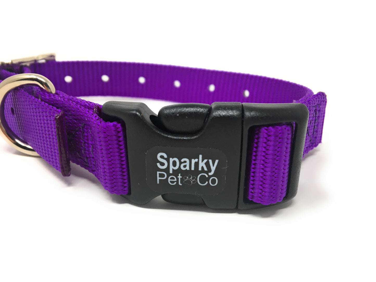 Sparky Pet Co - ECollar Replacement Strap - Double Buckle Dog Collar - Rugged Nylon - Adjustable - D Ring - Quick Release Metal Clasp - for Invisible Fence Systems - 3/4" x 21" - Purple