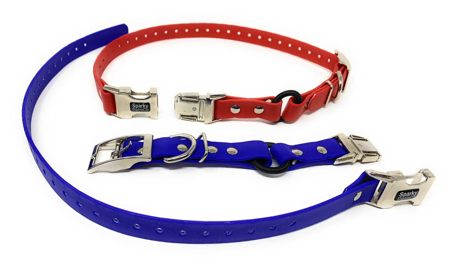 Sparky Pet Co - 3/4" Blue Zeus ECollar Replacement Strap - Bungee Loop Dog Collar - Biothane