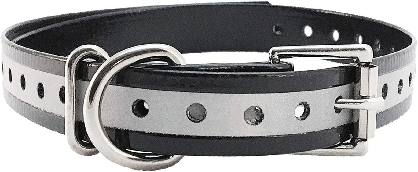 1" Reflective High Flex E-collar, Bark Collar  Square Buckle Replacement Strap with Strip