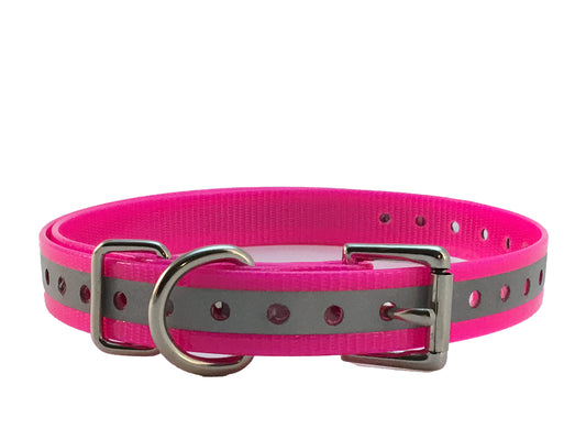 Sparky Pet Co - Reflective Pink 1" Roller Buckle High Flex Dog Collar