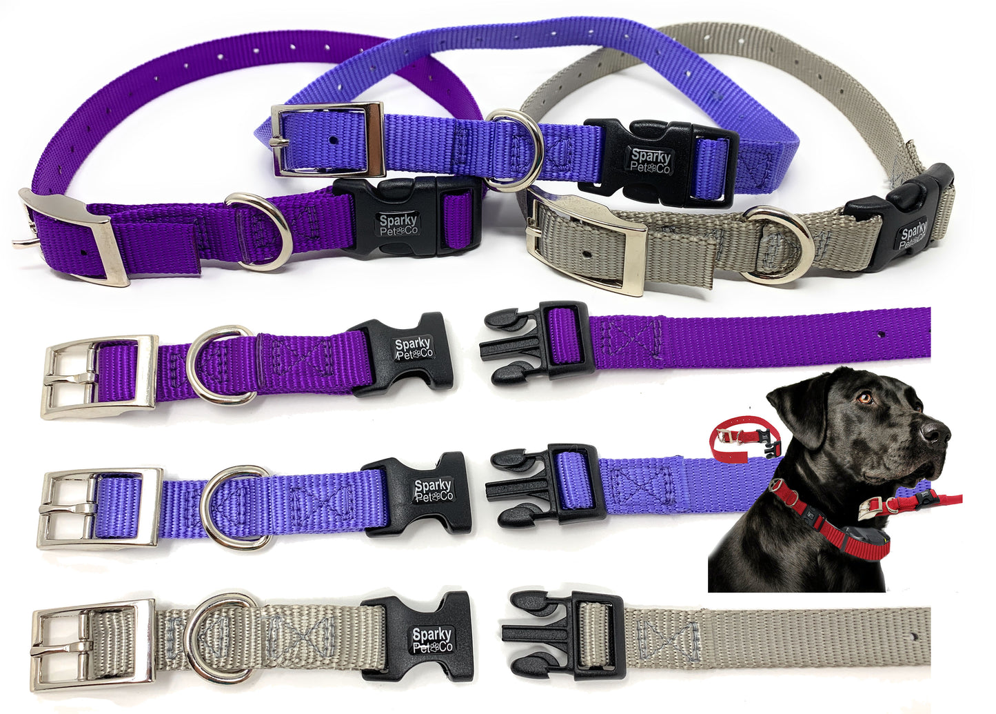 Sparky Pet Co ECollar Replacement Strap Double Buckle Nylon Metal Clasp 1" x 25 ½”