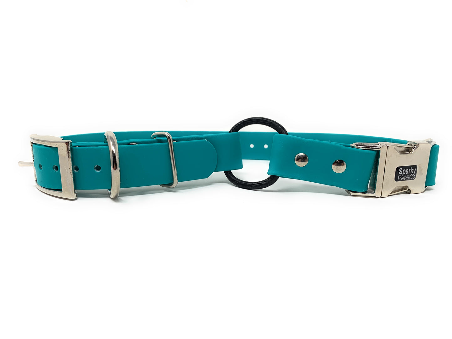 Zeus ECollar Replacement Strap Bungee Biothane Double Buckle Metal Clasp 1"x 30"Teal